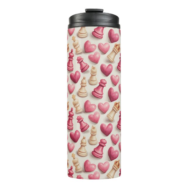 Garrafa Térmica Chess & Hearts Valentines Pattern (Frente)