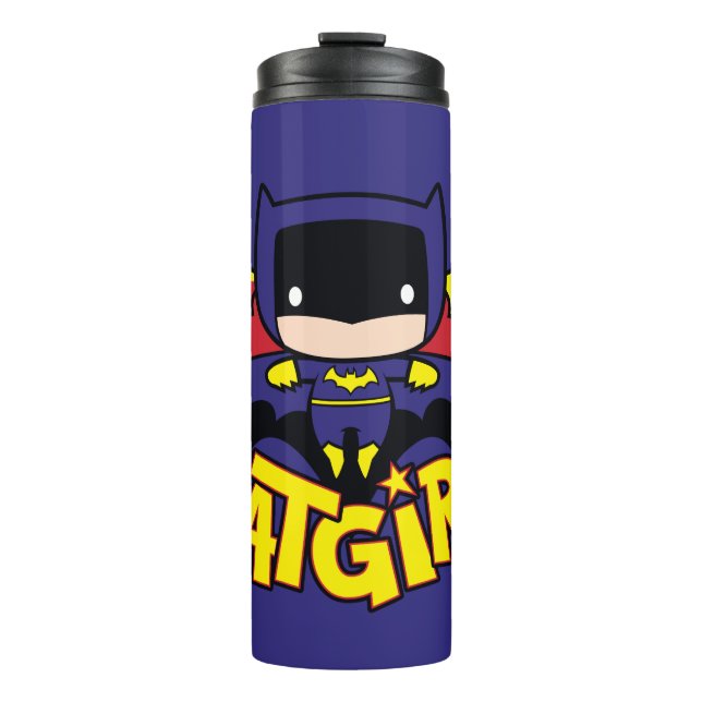 Garrafa Térmica Chibi Batgirl Com Skyline & Logo Gotham (Frente)