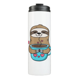 Garrafa Térmica Chibi Sloth Coffee Lover - Cute Kawaii Sloth Huggi