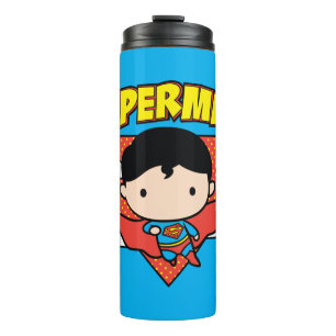 Garrafa Térmica Chibi Superman Bolinhas Shield e Nome