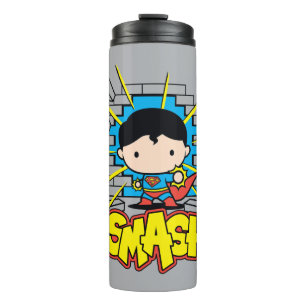 Garrafa Térmica Chibi Superman Smashing Através da Parede de tijol