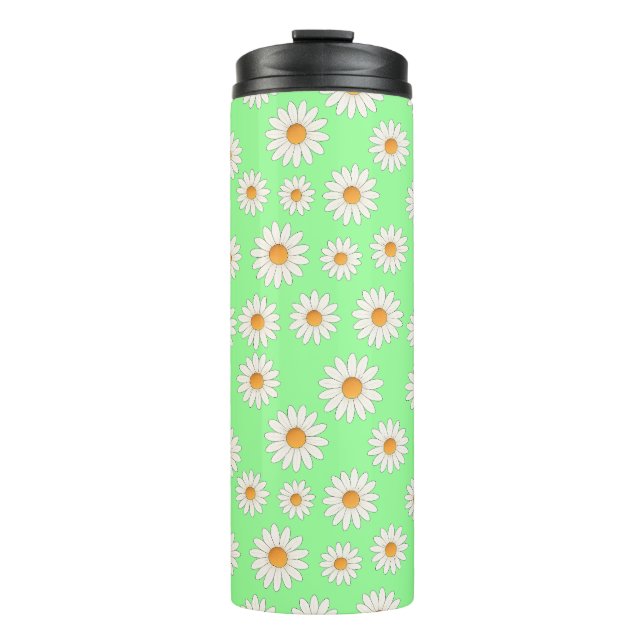 Garrafa Térmica Chic Daisy Flower Pattern - Design Floral Bonito - (Frente)