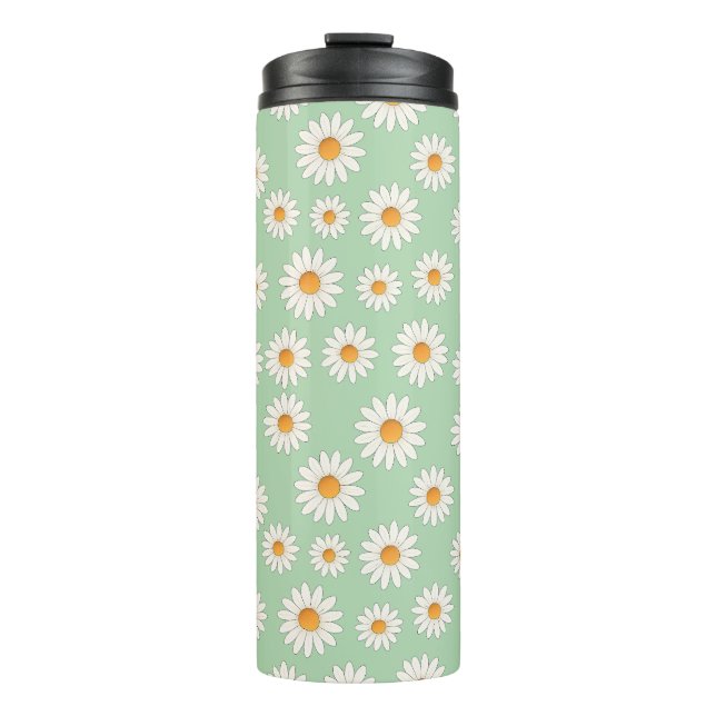 Garrafa Térmica Chic Daisy Flower Pattern - Design Floral Bonito - (Frente)