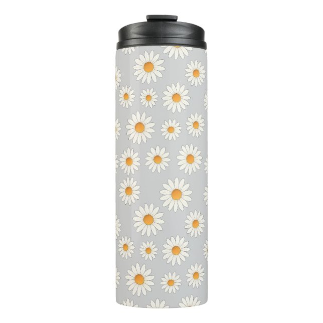 Garrafa Térmica Chic Daisy Flower Pattern - Design Floral Bonito - (Frente)