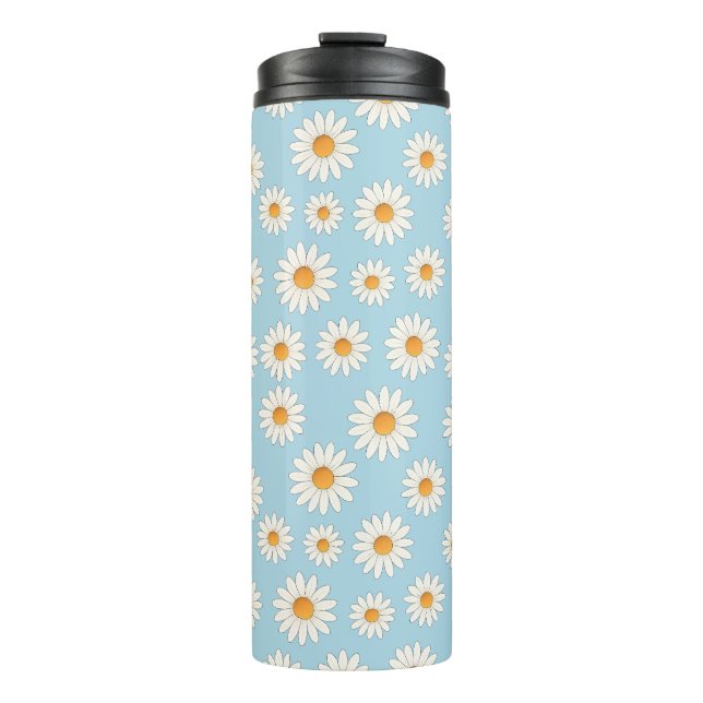 Garrafa Térmica Chic Daisy Flower Pattern - Design Floral Bonito - (Frente)