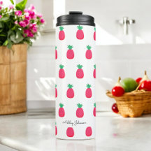 Chic de Padrão de Abacaxi Branco Rosa