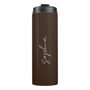 Garrafa Térmica Chic Minimalista Script Brown Personalizado