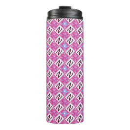 Garrafa Térmica Chic Rosa Alfabeto Geométrico Inicial N