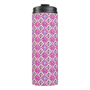 Garrafa Térmica Chic Rosa Alfabeto Geométrico Inicial N