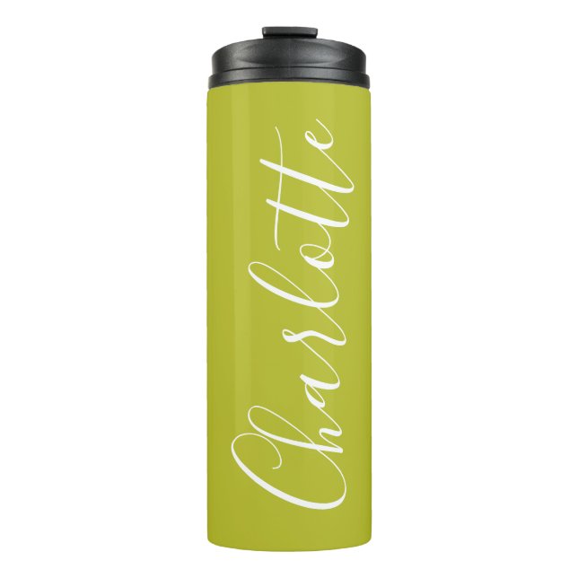 Garrafa Térmica Chic Script Typography Personalized Chartreuse  (Frente)