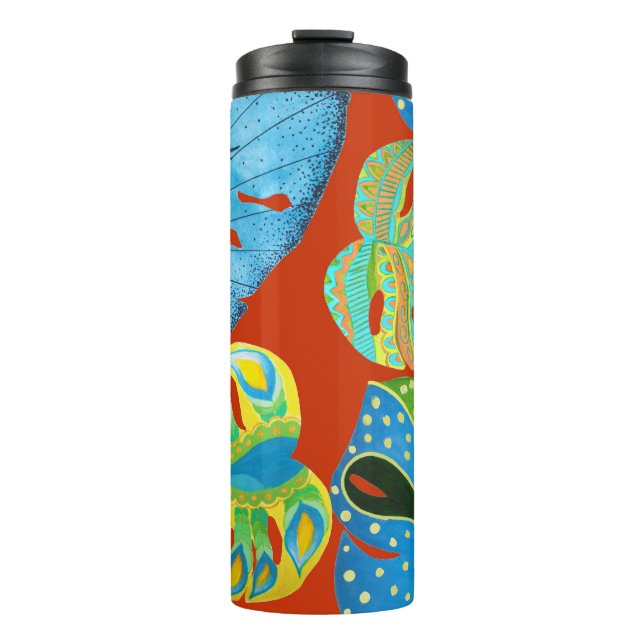 Garrafa Térmica Chic Tropical: Padrão De Folha Sem Perfeição. (Frente)