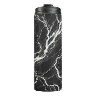 Garrafa Térmica Chic Visual de Mármore Preto e Branco Glamour