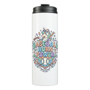 Garrafa Térmica Chifre de Beisebol Unicórnio Poder Kawaii Design V