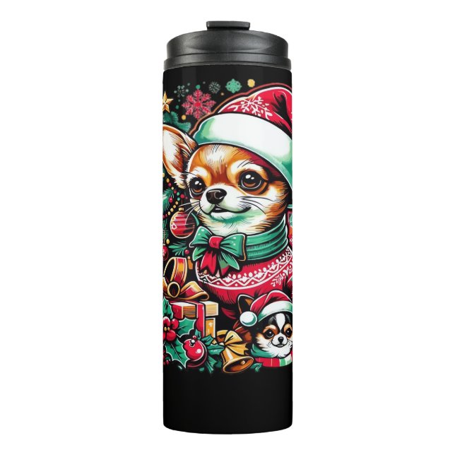 Garrafa Térmica Chihuahua Christmas Cheer! Classic T-Shirt (Frente)