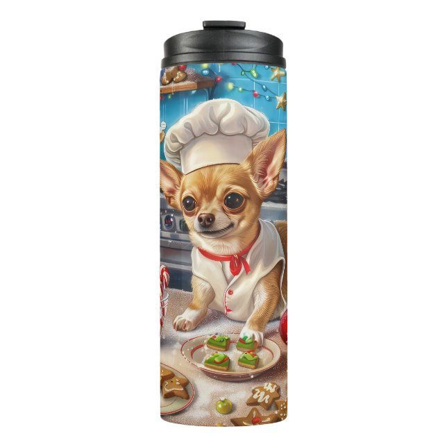 Garrafa Térmica Chihuahua Holiday Baking: Natal Festivo (Frente)