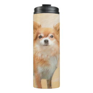 Garrafa Térmica Chihuahua Pintura De Cachorro De Cabelo Longo