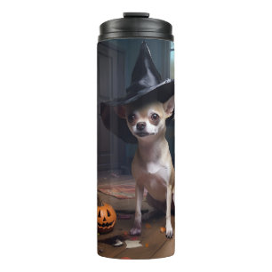 Garrafa Térmica Chihuahua Pumpkins Halloween Scary