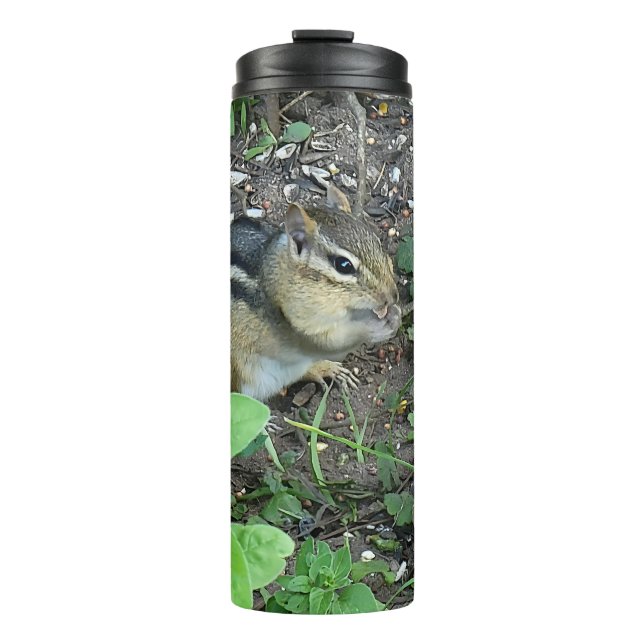 Garrafa Térmica Chipmunk Busy Eating In The Garden Photo (Frente)