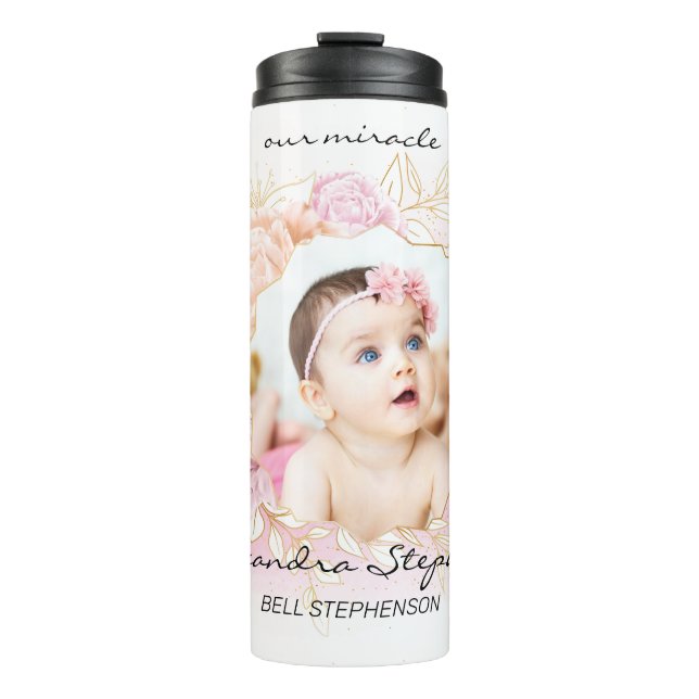 Garrafa Térmica Chique Retro Baby Girl First Brithday Foto (Frente)