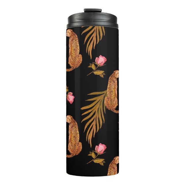 Garrafa Térmica Chitas românticas: padrão uniforme de aquarela. (Frente)