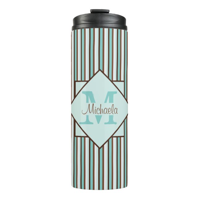 Garrafa Térmica Chocolate Castanho e Casa Verde, Monograma (Frente)