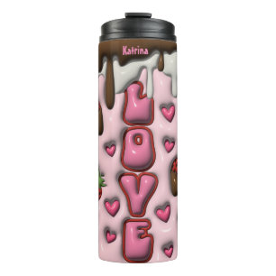 Garrafa Térmica Chocolate de Morango Personalizado 3D