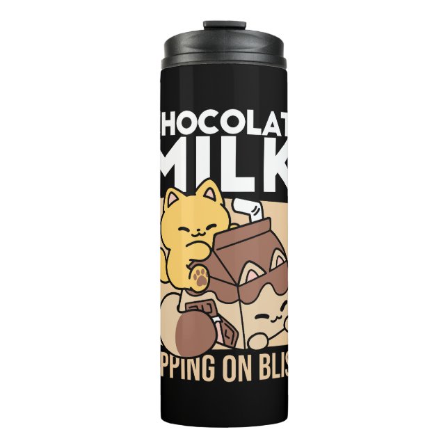 Garrafa Térmica Chocolate Milk Sipping on Bliss – Kawaii Cat Food  (Frente)