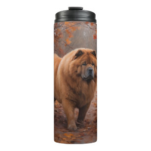 Garrafa Térmica Chow Chow no Outono Folhas Caídas Inspiram 