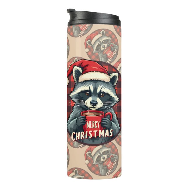 Garrafa Térmica Christmas Raccoon Cocoa Cheer (Rotação à direita)