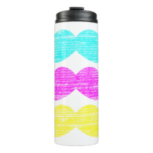 Garrafa Térmica Ciano Magenta Amarelo Bigodes Estilo de Impressão