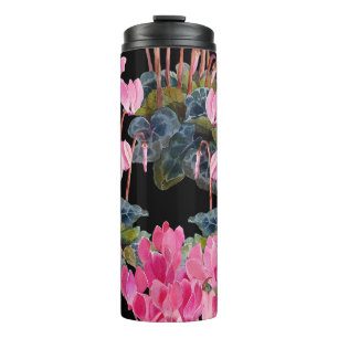 Garrafa Térmica Ciclame Rosa: Aquarela Floral Escura