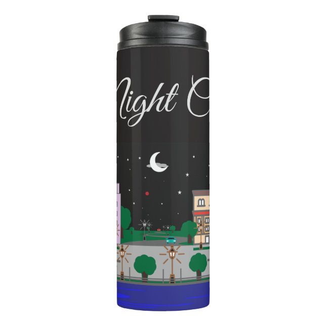 Garrafa Térmica Cidade Noturna (Frente)