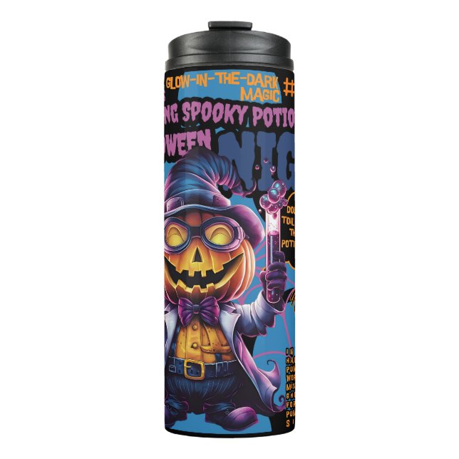 GARRAFA TÉRMICA CIENTISTA DE ABÓBORA DE HALLOWEEN  (Frente)