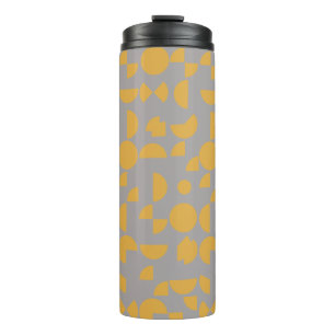 Garrafa Térmica Cinza Amarelo Tribal Geométrico Moderno Elegante