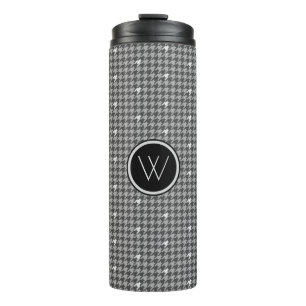 Garrafa Térmica Cinza com Tumbler térmico do Houndstooth de Prata