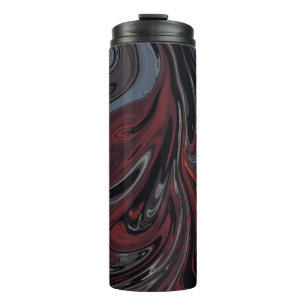 Garrafa Térmica Cinza e pintura de abstrato vermelha