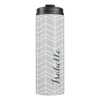 Garrafa Térmica Cinza Monograma de Herringbone