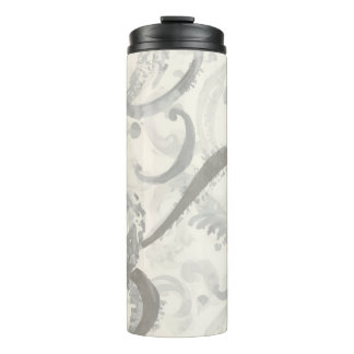 Garrafa Térmica Cinza Neutro e Branco Abstrato
