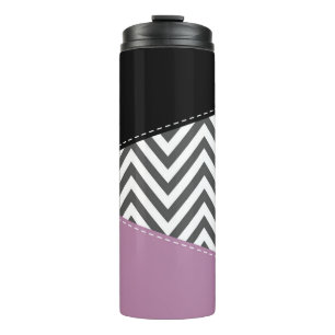 Garrafa Térmica Cinza Zigzag, Cinza Chevron, Zigzag Patterno, Roxo