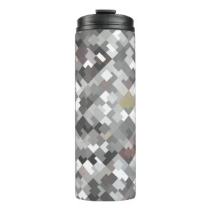 Garrafa Térmica Cinzas de mosaico abstrato brilhante sem costura p