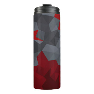 Garrafa Térmica Cinzas, triângulos vermelhos dispostos aleatoriame