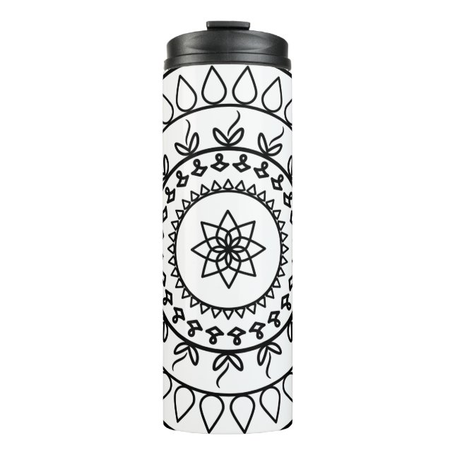 Garrafa Térmica Círculo espiritual da tatuagem de Mandala (Frente)