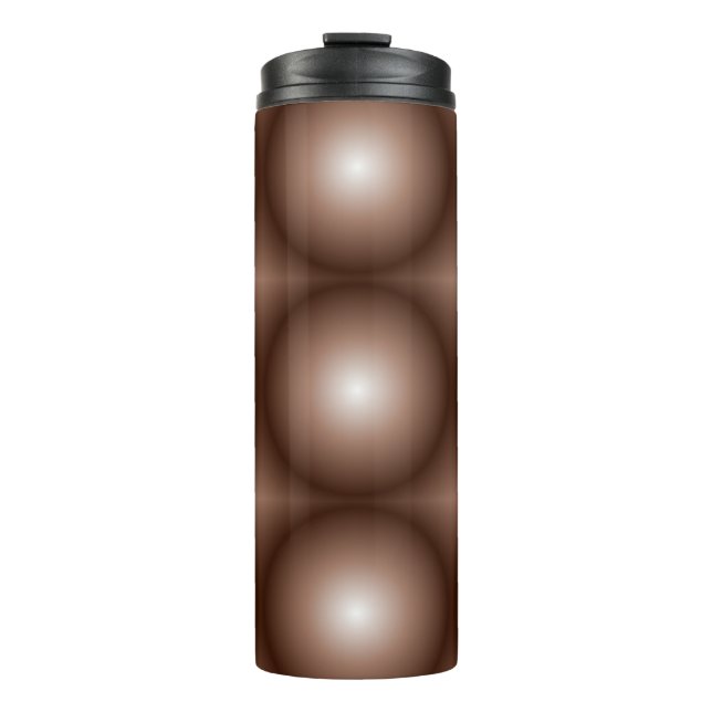 Garrafa Térmica Círculo Geométrico 3D Escuro Mocha Mousse Branco (Frente)