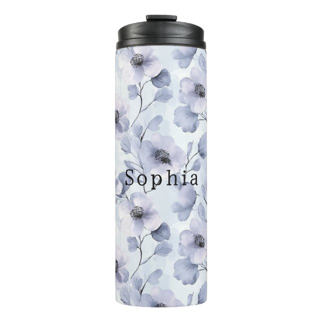 Garrafa Térmica Círculos Abstrato de Glama de Prata Rosa (Frente)