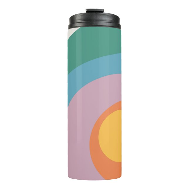 Garrafa Térmica Círculos de estilo retrô multicolorido (Frente)