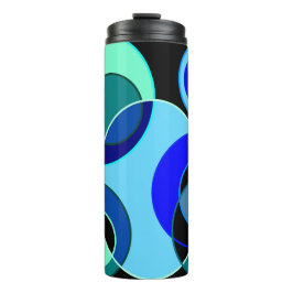 Garrafa Térmica Círculos de interseção azuis e verdes design