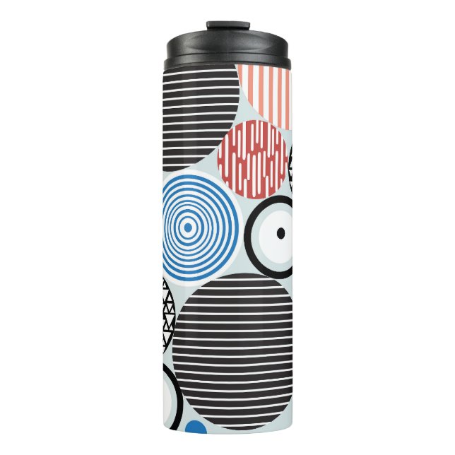 Garrafa Térmica Círculos multicoloridos, design de padrão gráfico. (Frente)