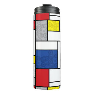 Garrafa Térmica Círculos Retro Mondrian Minimalista Arte Mod De St