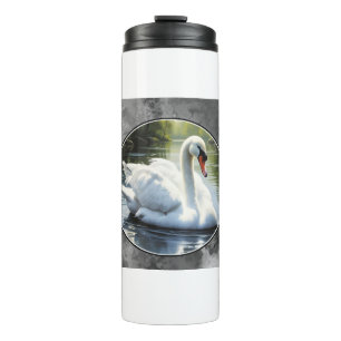 Garrafa Térmica Cisne elegante está nadando na água