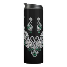 Cisnes de Cristal Esmeralda | Joias de Luxo